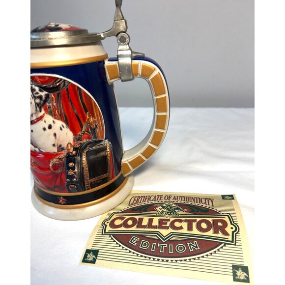 Budweiser Collector Edition Dalmatian Dog Stein With Pewter Lid & Certificate - Picture 6 of 7